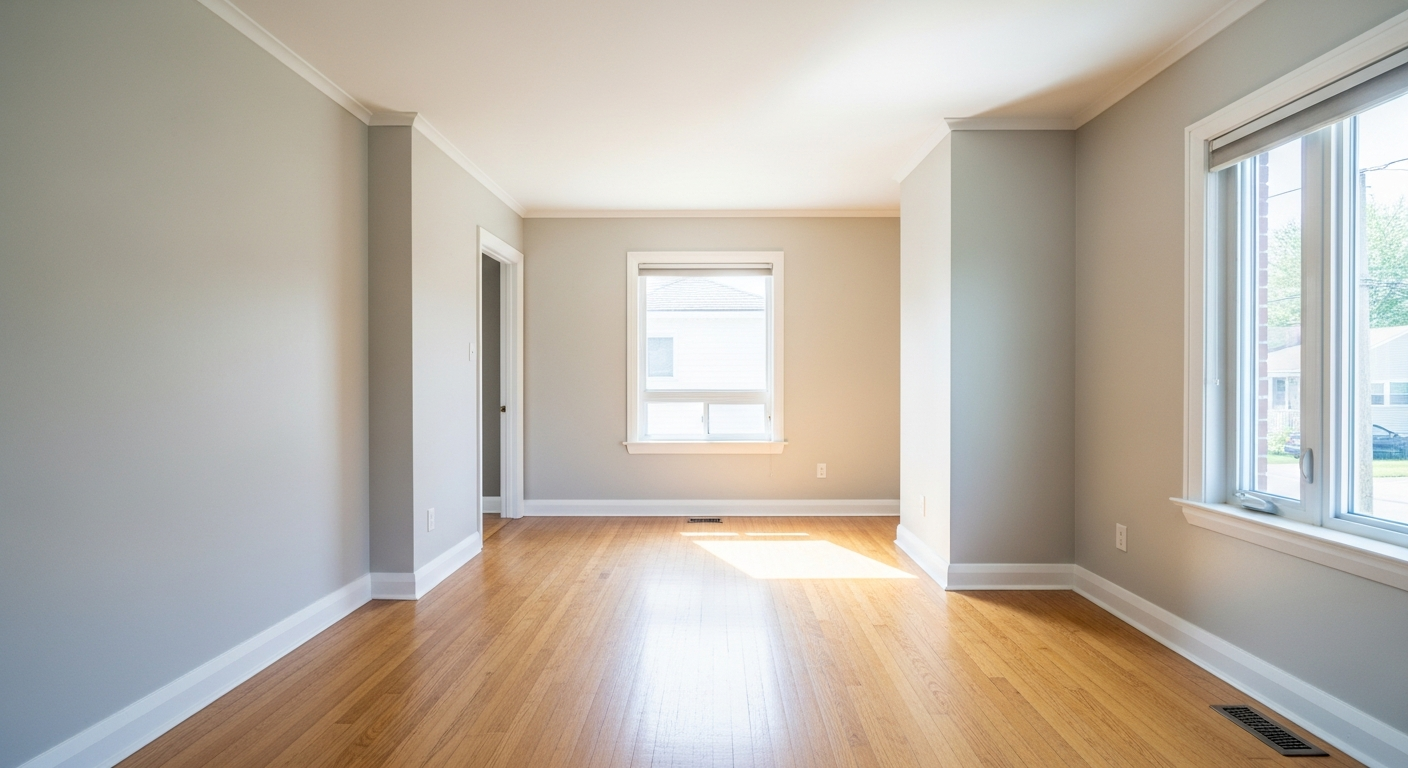 Sunlit room in entry-level home ready for new buyers &mdash; National Home Realty