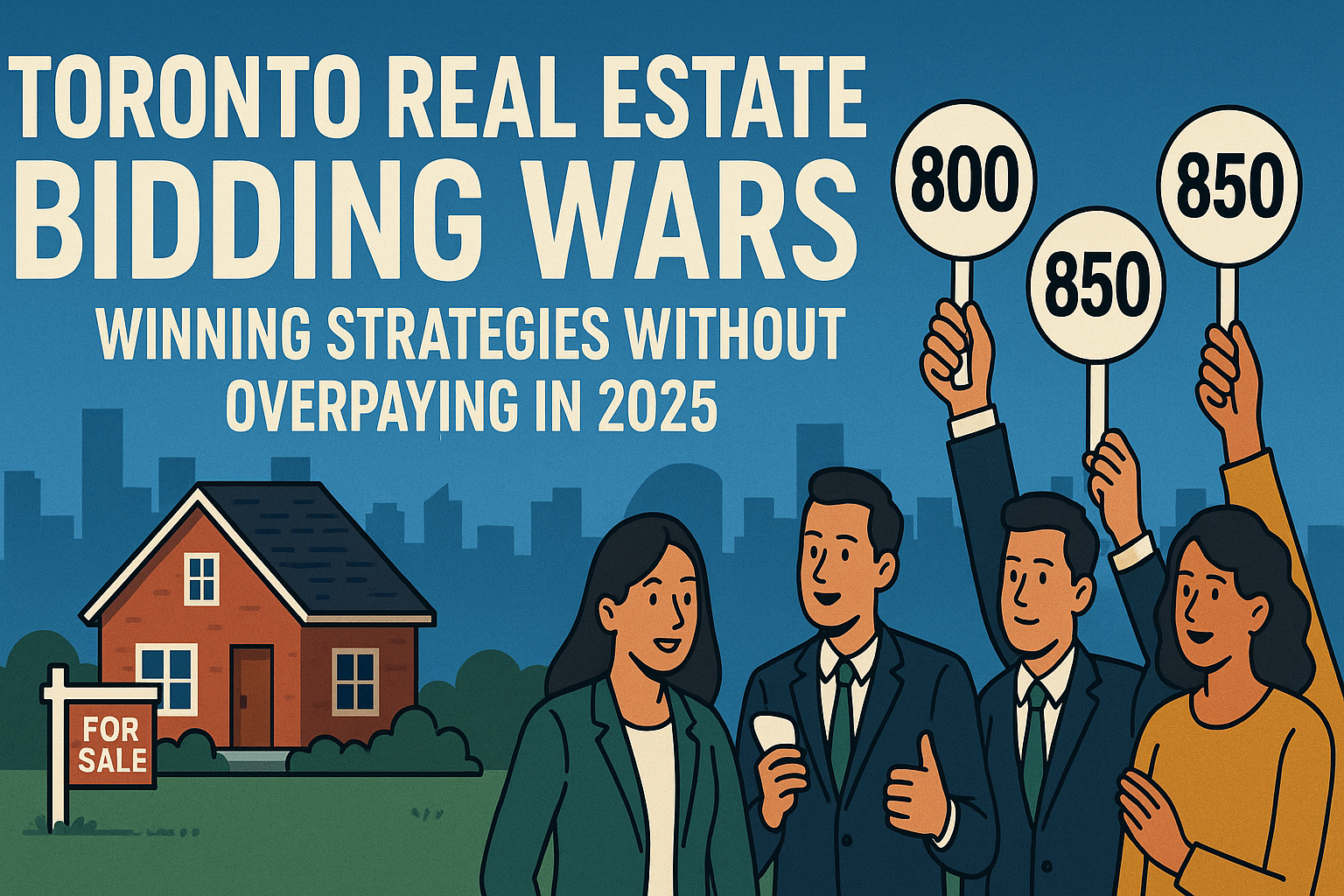 Master Toronto bidding war strategies that win without overpaying. Expert tactics for competitive offers, escalation clauses, offer dates, and negotiation in the 2025 market.