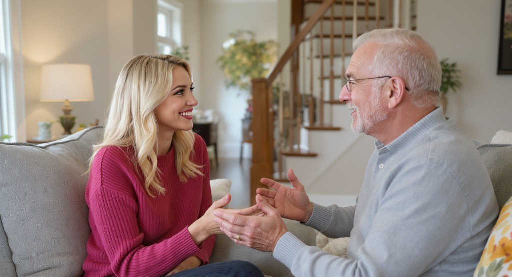 Experienced Toronto real estate agent reviewing documents with homeowners, highlighting the reality of full-service support versus online myths.